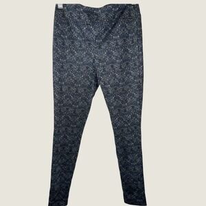 Soft Works Damask Baroque Print Leggings Pants Women's Small Dark Gray Blue